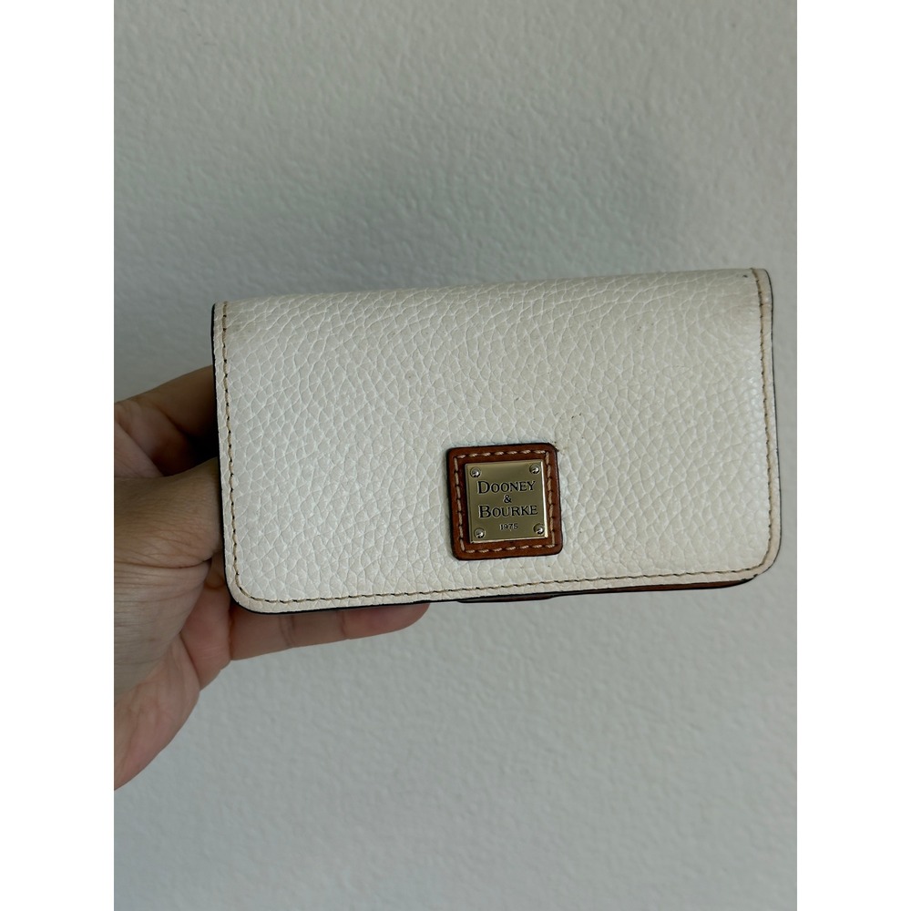 Dooney & Bourke Card Case Wallet OS Cream Pebbled Leather Classic Chic Designer